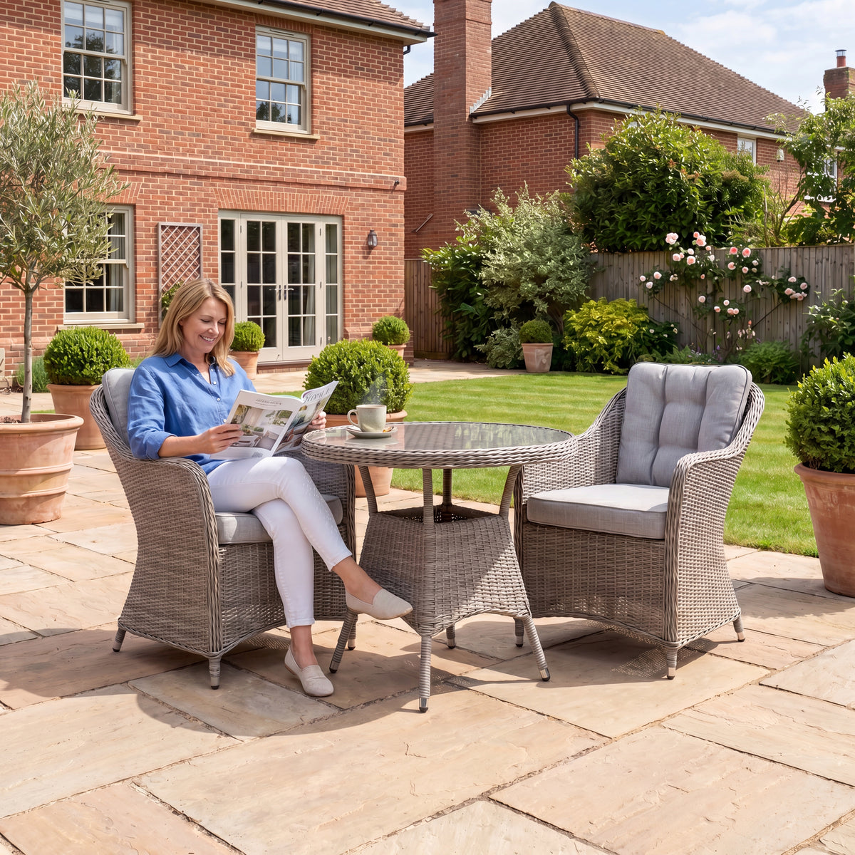 Nova Ivy 2 Seat Bistro Set with 0.75m Round Table (Ceramic Glass), N26023