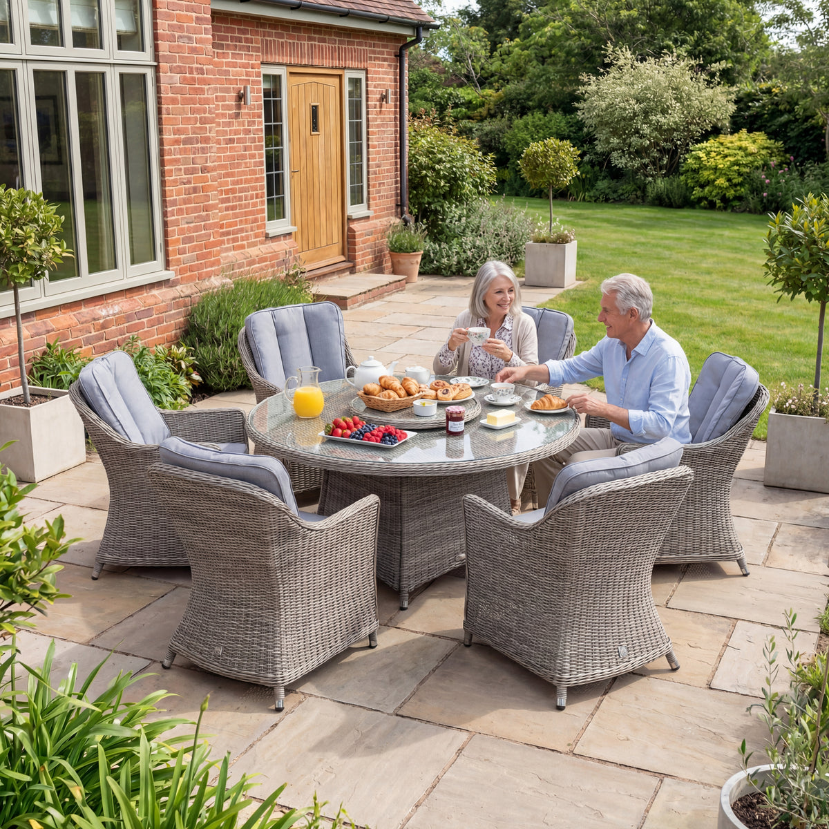 Nova Ivy 6 Seat Dining Set with 1.4m Round Table (Ceramic Glass), N26025