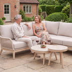 Nova Autumn Corner Sofa Lounging Set with Round Coffee Table & Side Table, Beige, N27121