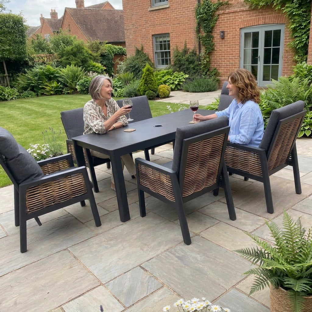 Nova Oscar 6 Seat Dining Set with 1.8 x 0.9m Rectangular Table, Beige, N27021