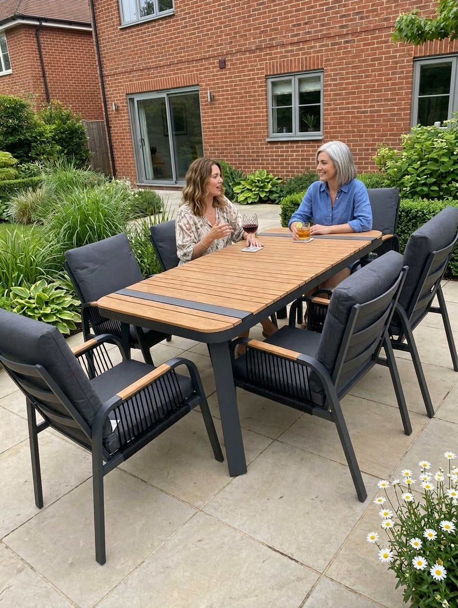 Nova Harvey 6 Seat Dining Set with 1.6 x 0.9m Rectangular Table, Grey, N27012