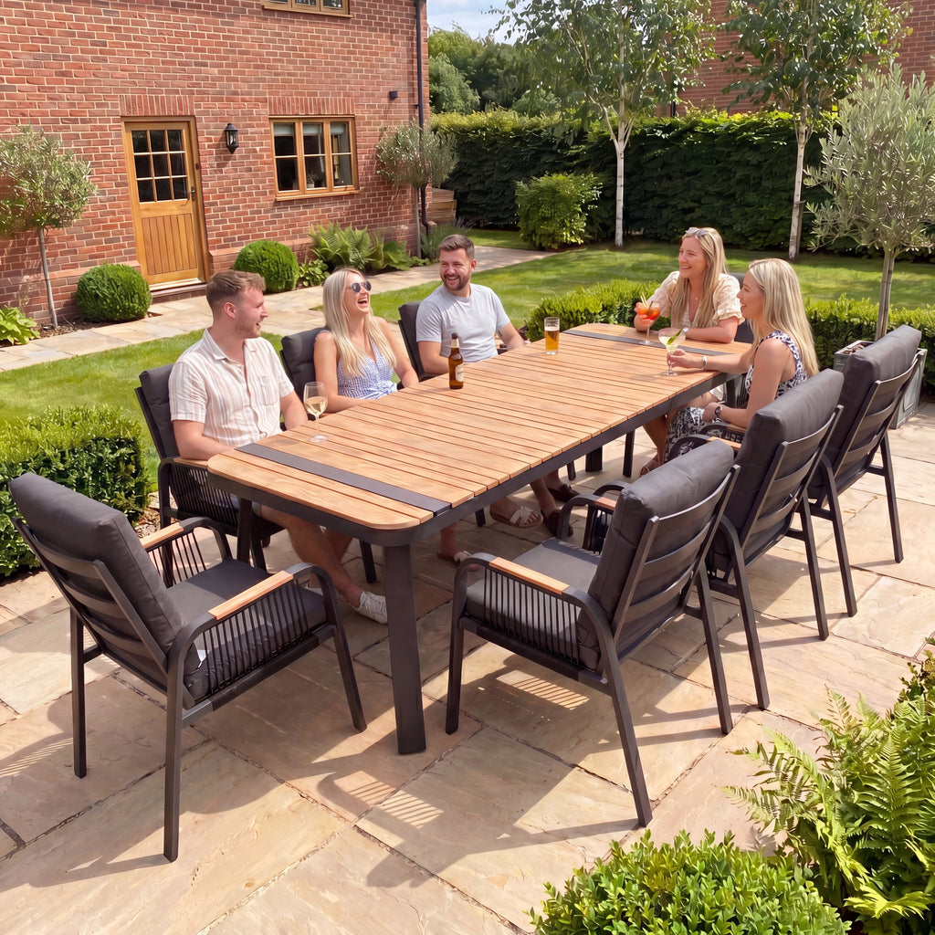 Nova Harvey 8 Seat Dining Set with 2.2 x 0.9m Rectangular Table, Grey, N27013