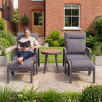 Nova Harvey 5pc Reclining Lounging Set with Round Side Table, Grey, N27010