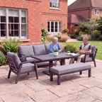 Nova Phoenix 3 Seater Sofa Lounge Dining Set with Rectangular Extending Rising Table (Plus), Grey, N27056