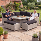 Nova Avery Grande Curved Corner Sofa Lounge Dining Set with Square Rise & Fall Table (Plus), Grey, N27095