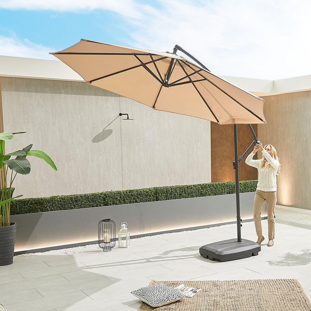 Nova Lyra Cantilever Parasol, 3m Round, Beige, N12079