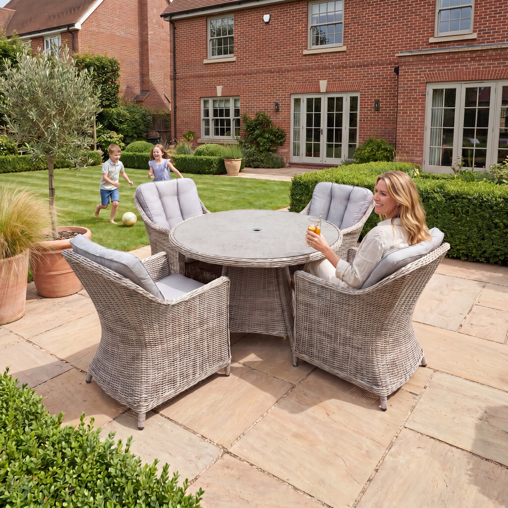 Nova Ivy 4 Seat Dining Set with 1.2m Round Table (Ceramic Glass), N26024
