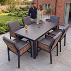 Nova Oscar 6 Seat High Dining Set with 1.8 x 0.9m Rectangular Table, Beige, N27023