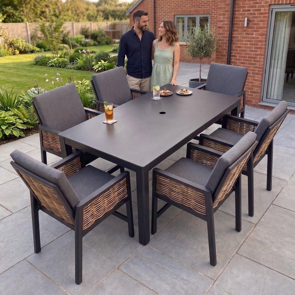 Nova Oscar 6 Seat High Dining Set with 1.8 x 0.9m Rectangular Table, Beige, N27023