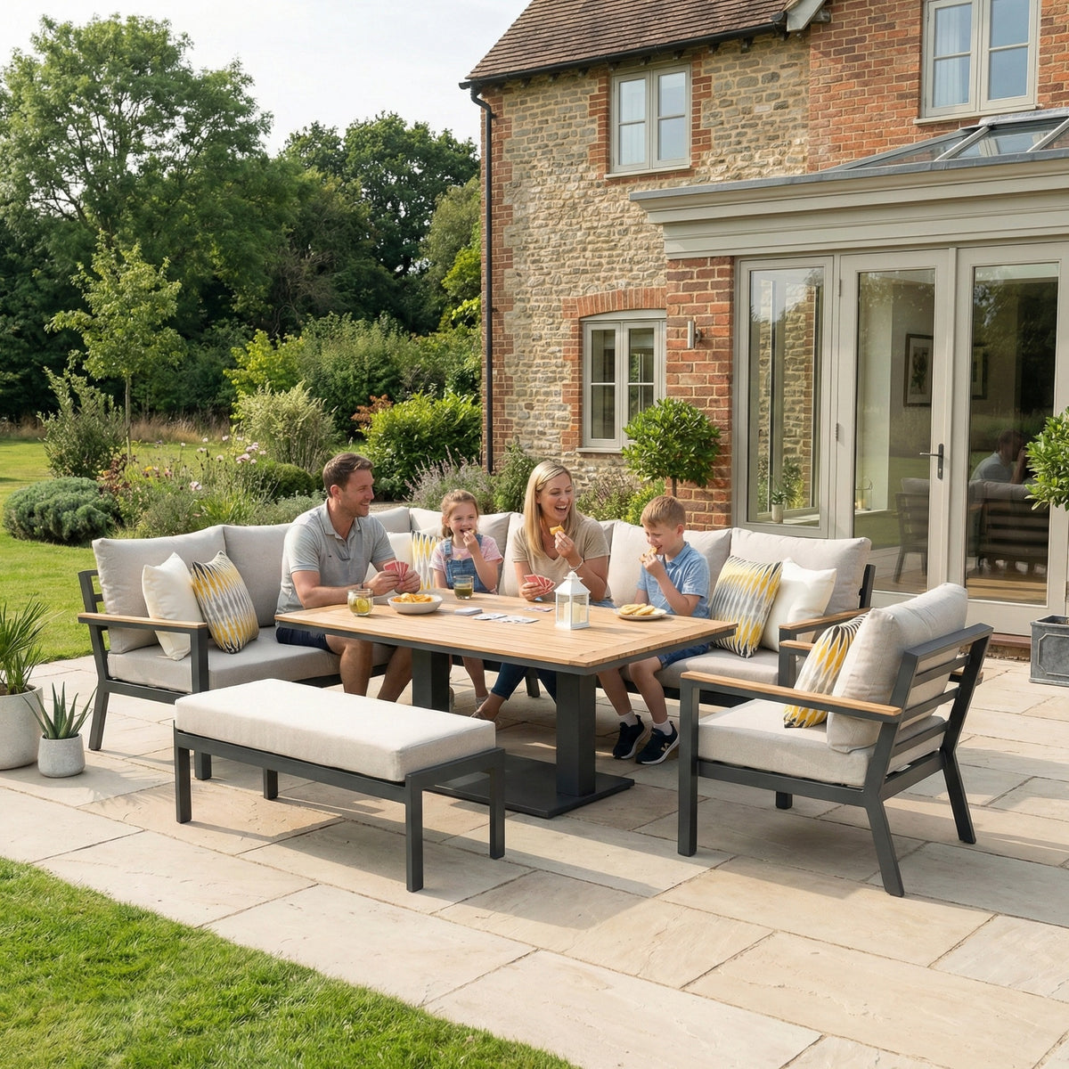 Nova Heidi Left Hand Corner Sofa Lounge Dining Set with Rectangular Rising Table, N25000