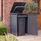 Nova Luna 240L Single Wheelie Bin Storage Cupboard with Vertical Slatted Door, Grey, N27144