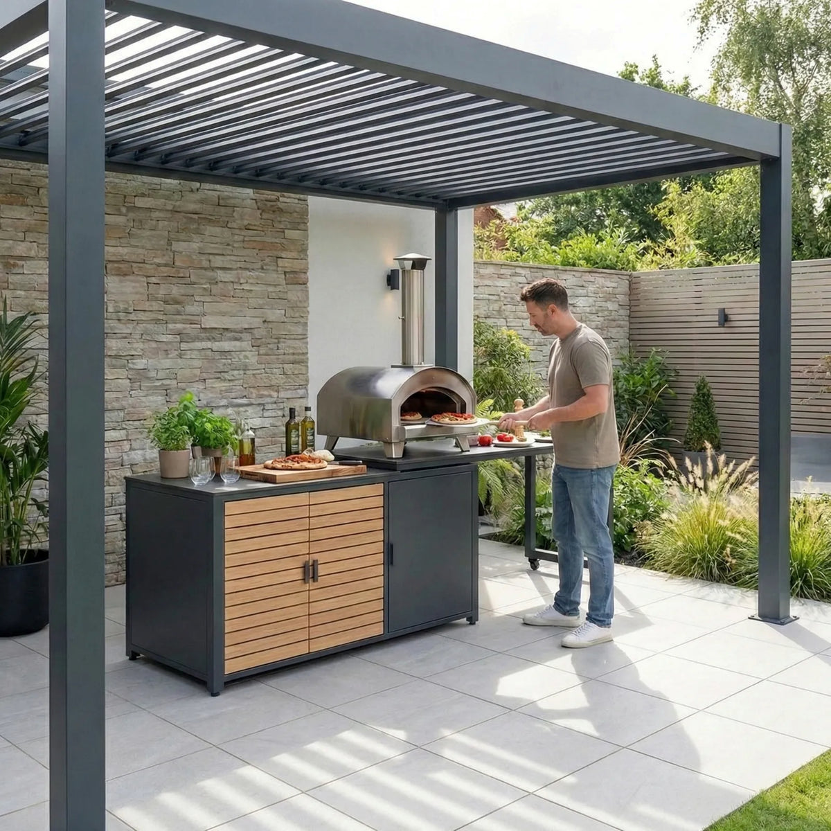 Nova Cook Cab Outdoor Kitchen Workstation, Grey, N26000