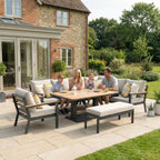Nova Heidi Right Hand Corner Sofa Lounge Dining Set with Rectangular Rising Table, N25001