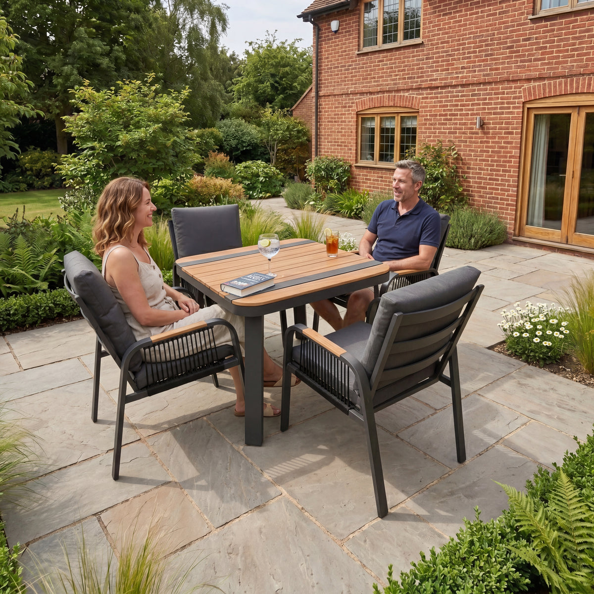 Nova Harvey 4 Seat Dining Set with 0.9m Square Table, Grey, N27011