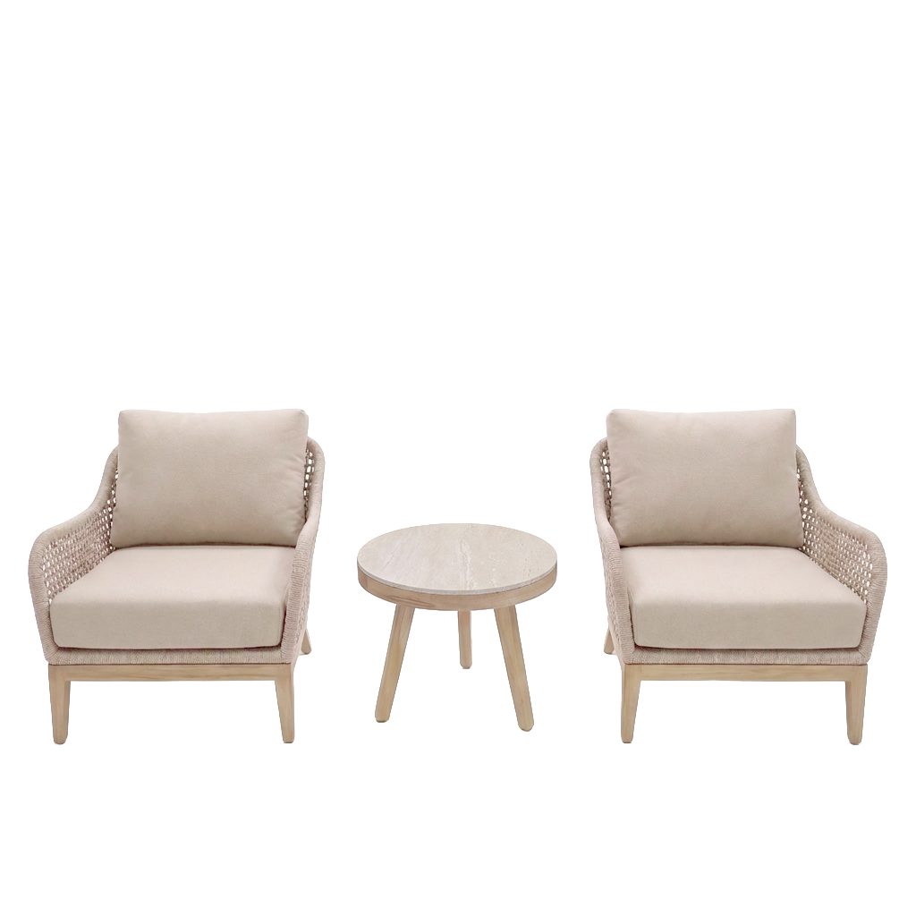 Nova Autumn 3pc Lounging Set with Round Side Table, Beige, N27124