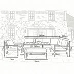 Nova Heidi Right Hand Corner Sofa Lounge Dining Set with Rectangular Rising Table, N25001