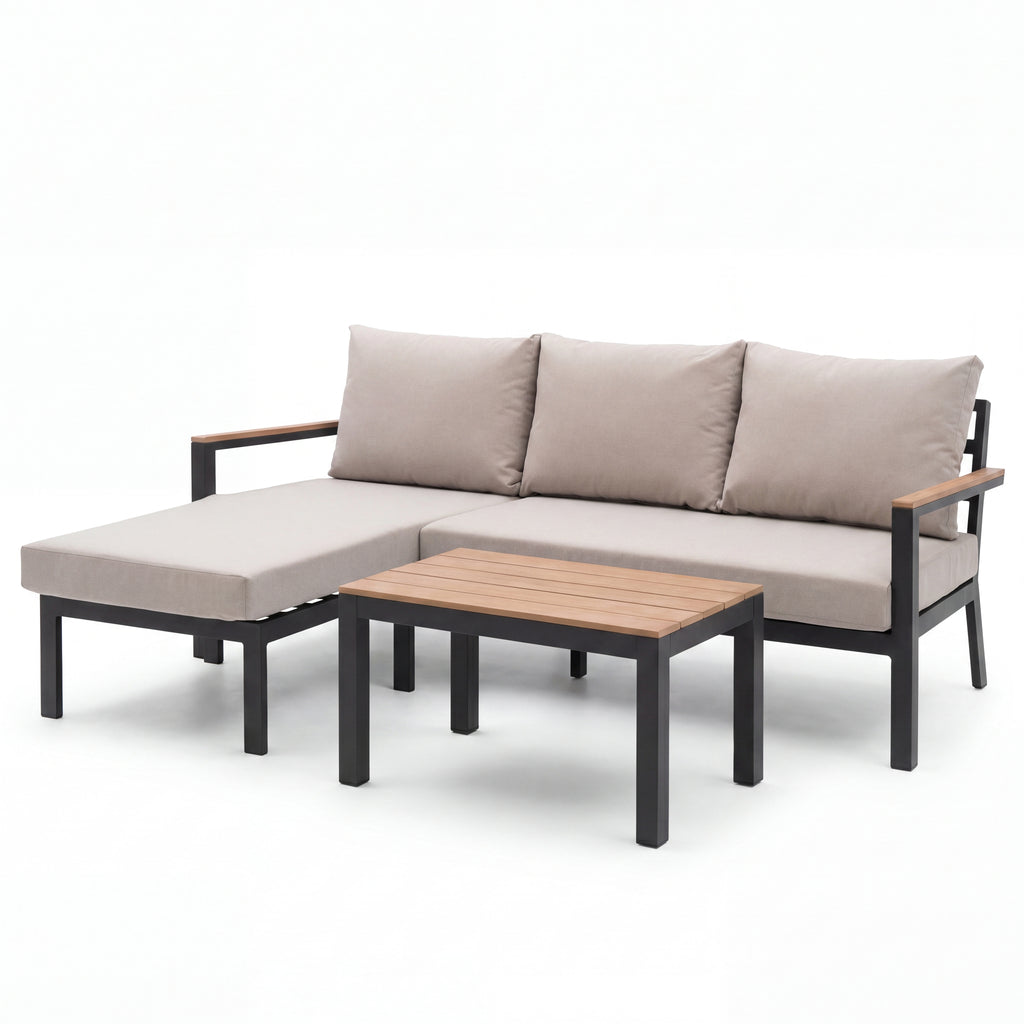 Nova Heidi 3 Seater Chaise Sofa Lounging Set with Rectangular Coffee Table, N25008