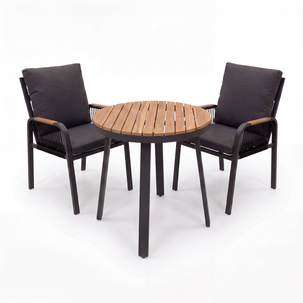 Nova Harvey 2 Seat Bistro Set with 0.6m Round Table, Grey, N27014