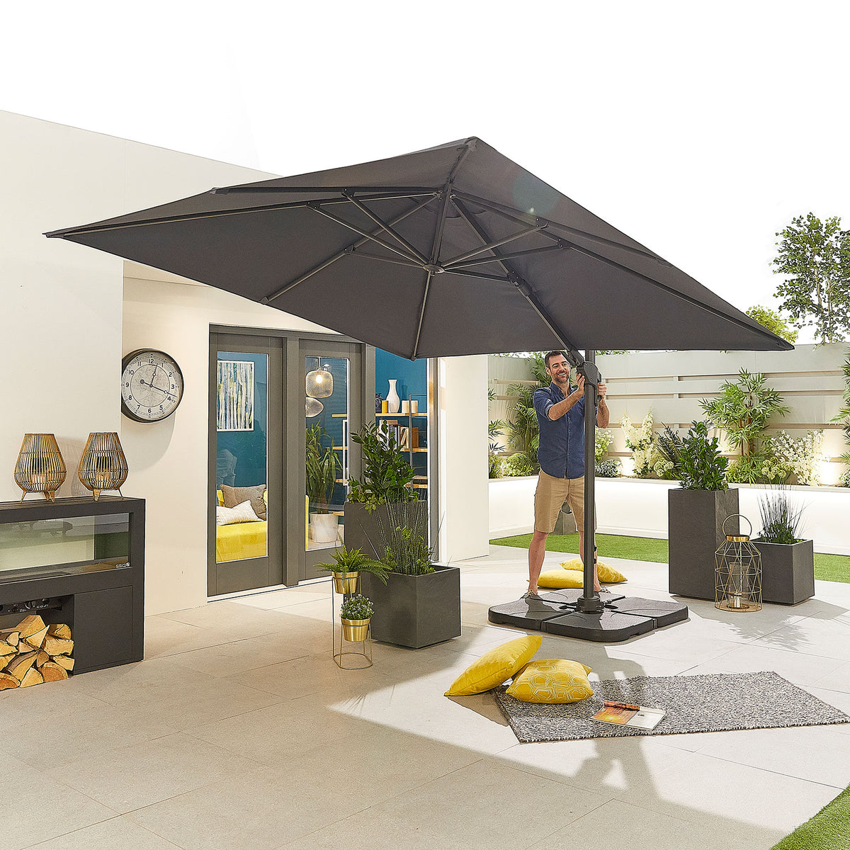 Nova Cantilever Parasol Base, Sand & Water Fillable, 80kg Slabs, N16722