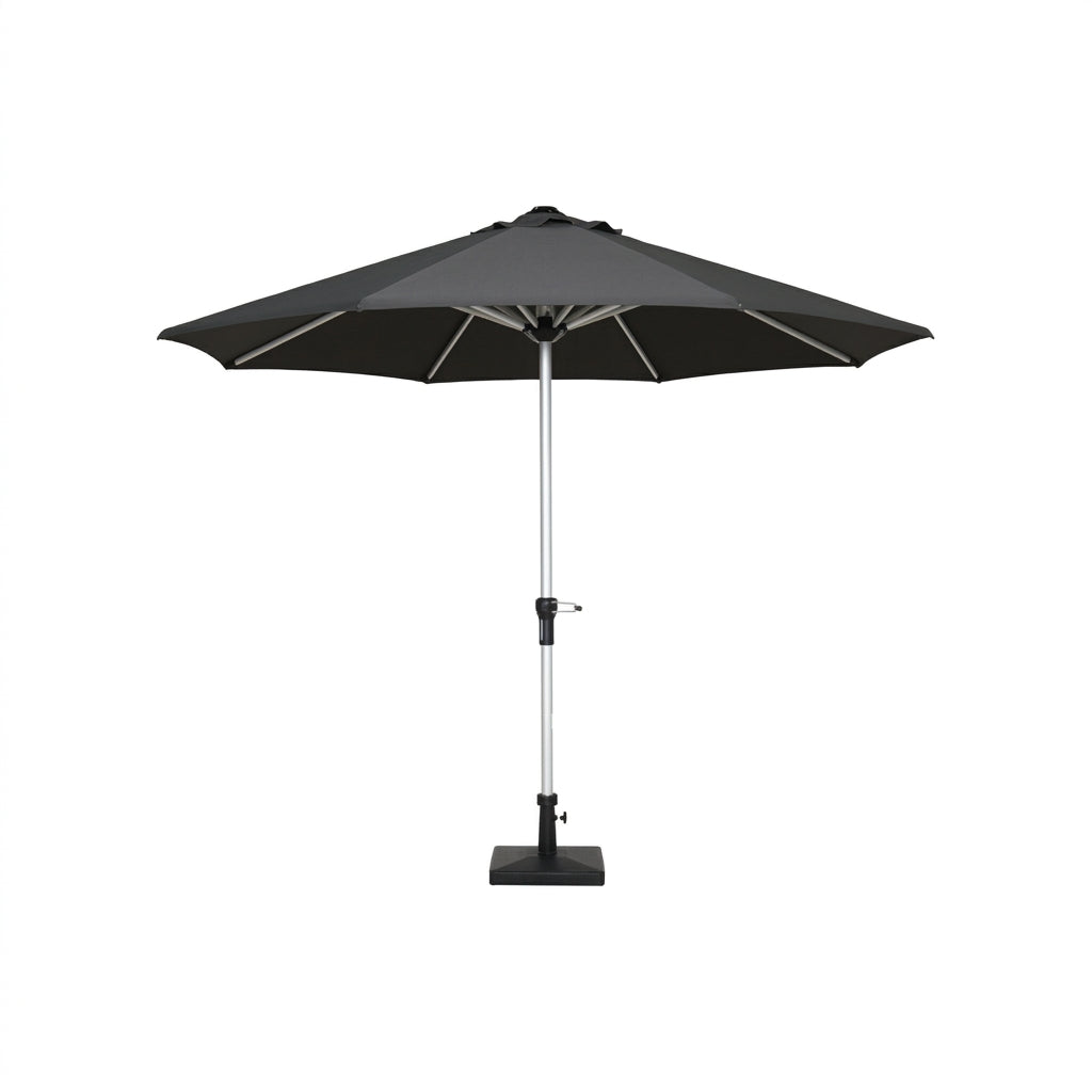 Nova Solis Enzo Crank Operated Deluxe Parasol, 3.0m round, Dark grey, N24256
