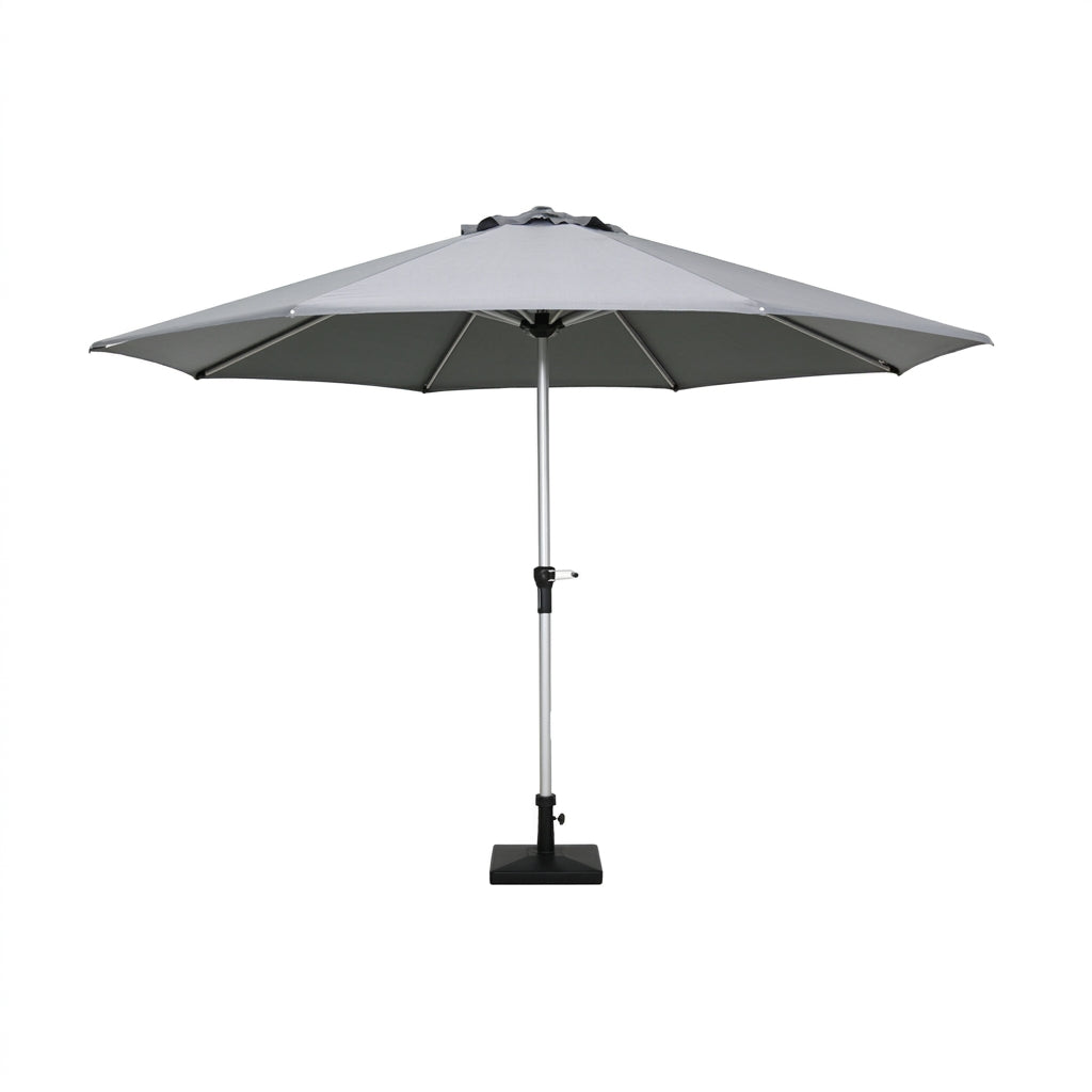Nova Solis Enzo Crank Operated Deluxe Parasol, 3.5m round, Light grey, N24257