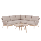Nova Autumn Corner Sofa Lounging Set with Round Coffee Table & Side Table, Beige, N27121