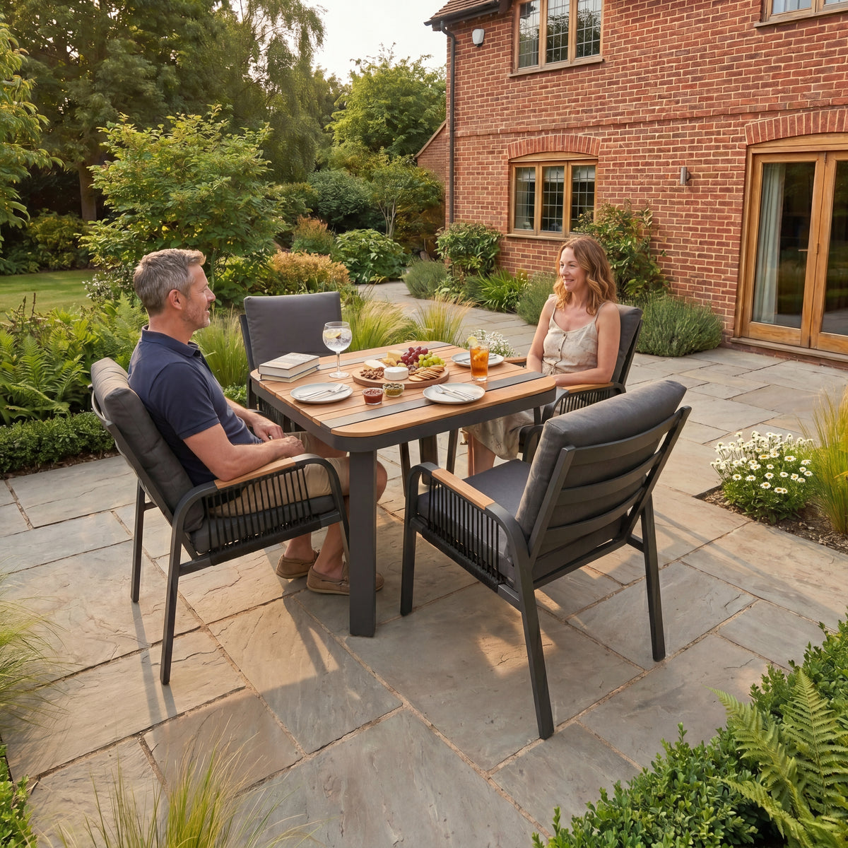 Nova Harvey 4 Seat Dining Set with 0.9m Square Table, Grey, N27011