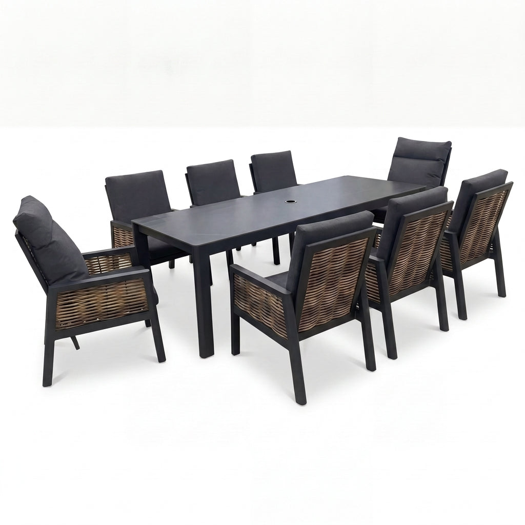 Nova Oscar 8 Seat Dining Set with 2.4 x 0.9m Rectangular Table, Beige, N27022