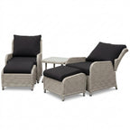 Nova Avery Grande 5pc Reclining Lounging Set with Square Side Table, Grey, N27098