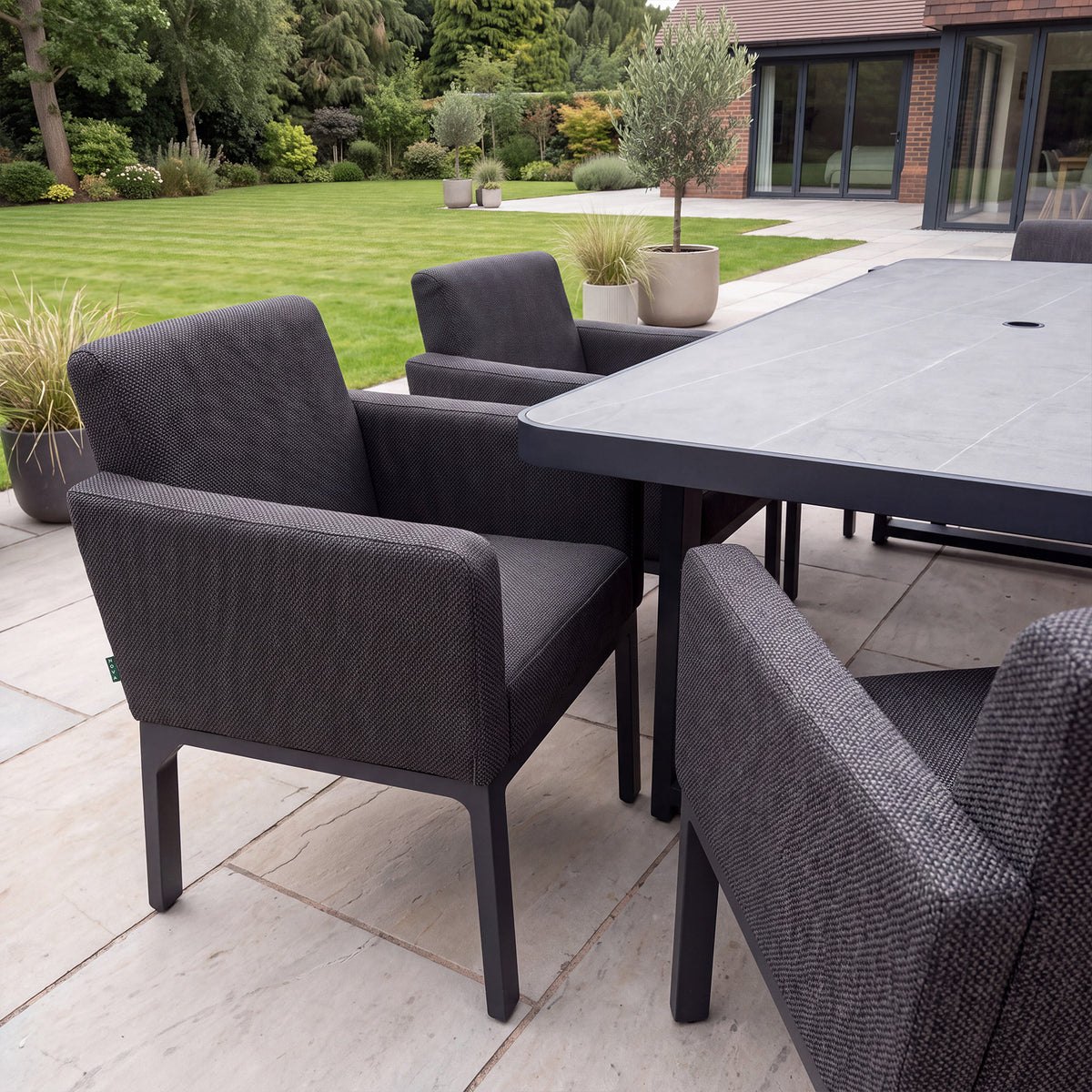 Nova Aire 6 Seat Dining Set with 2.2 x 0.9m Rectangular Table, Grey, N26040