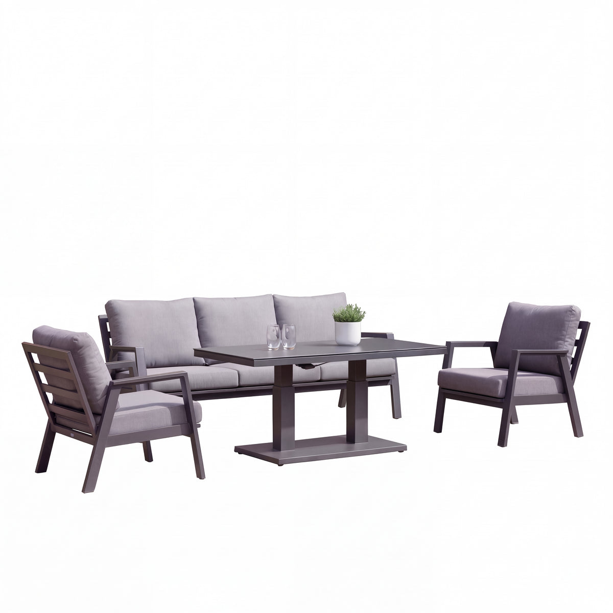 Nova Phoenix 3 Seater Sofa Lounge Dining Set with Rectangular Rising Table, N25021