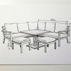 Nova Heidi Corner Sofa Lounge Dining Set with Square Rising Table, N25002