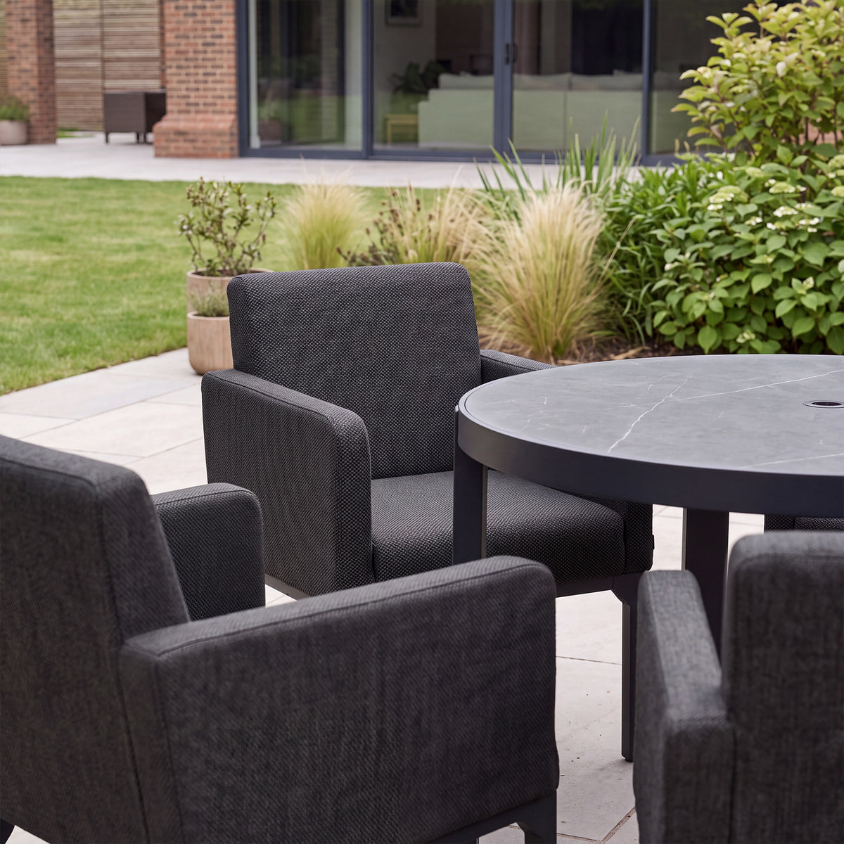 Nova Aire 4 Seat Dining Set with 1.2m Round Table, Grey, N26039