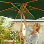 Nova Sylva Wooden Parasol, 2m Round, Green, N15271