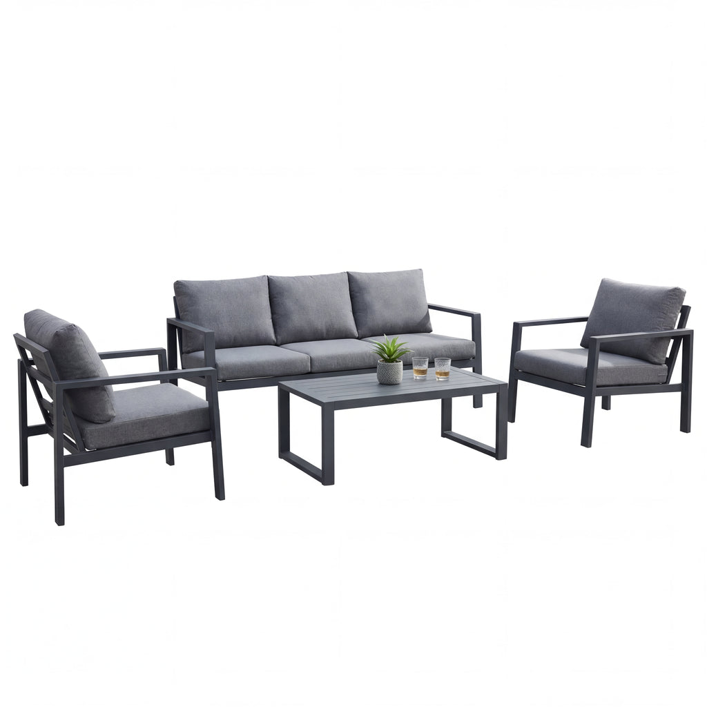 Nova Phoenix 3 Seater Sofa Lounging Set with Rectangular Coffee Table, Grey, N25028