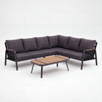 Nova Harvey L-Shaped Corner Sofa Lounging Set with Rectangular Coffee Table, Grey, N27006