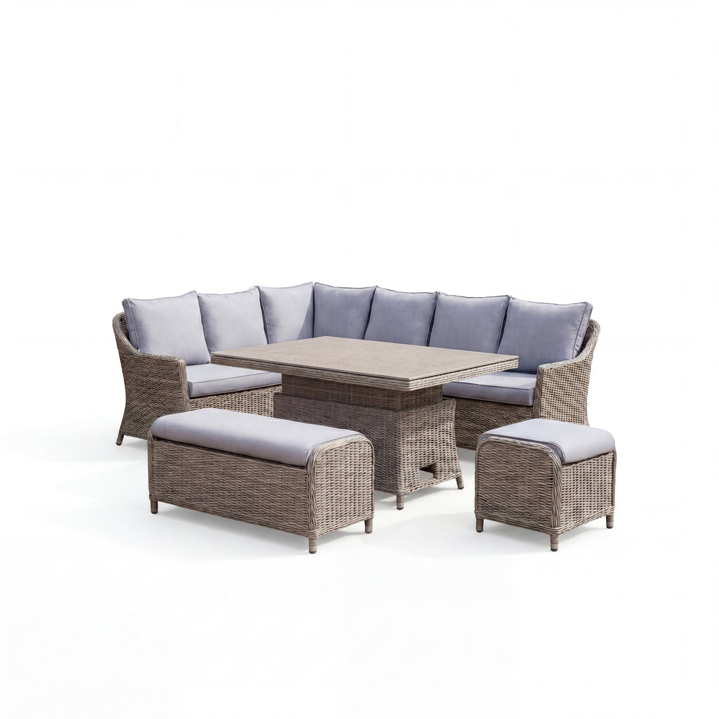 Nova Ivy Left Hand Corner Sofa Lounge Dining Set with Rectangular Rise & Fall Table, N26007