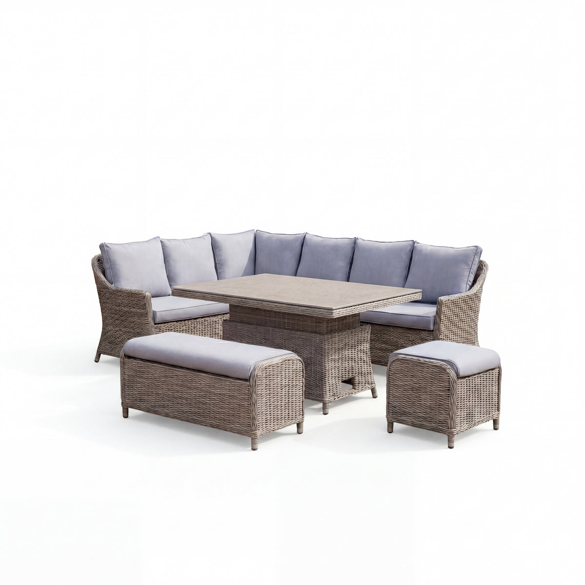 Nova Ivy Left Hand Corner Sofa Lounge Dining Set with Rectangular Rise & Fall Table, N26007