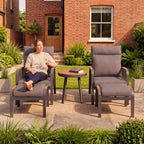Nova Harvey 5pc Reclining Lounging Set with Round Side Table, Grey, N27010