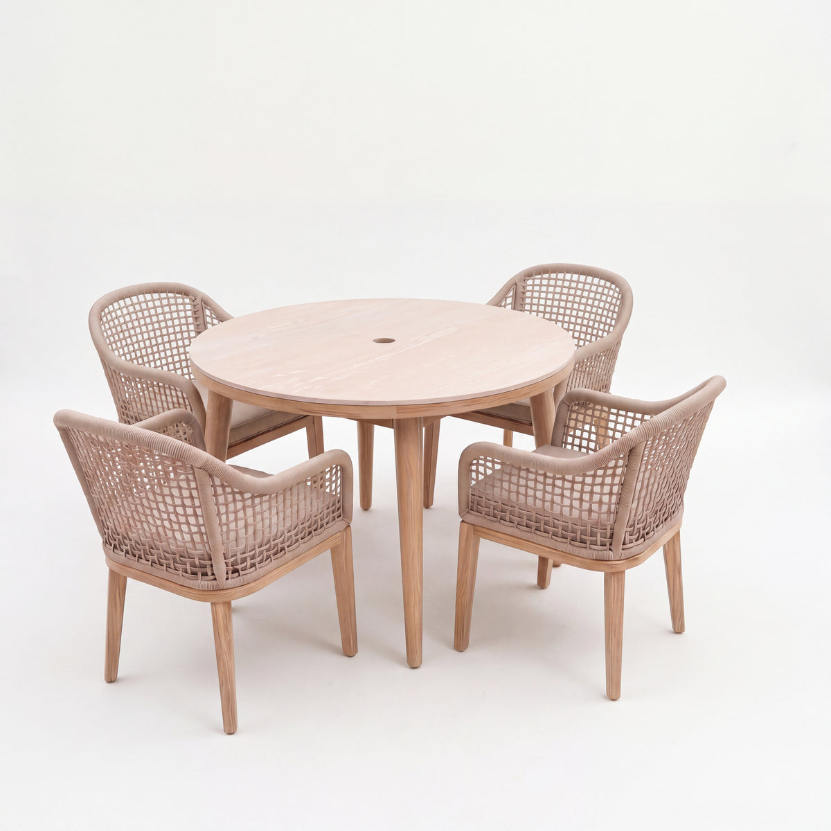 Nova Autumn 4 Seat Dining Set with 1.1m Round Table, Beige, N27126