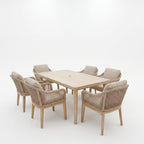 Nova Autumn 6 Seat Dining Set with 1.6 x 0.9m Rectangular Table, Beige, N27127