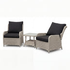 Nova Avery Grande 3pc Reclining Lounging Set with Square Side Table, Grey, N27097