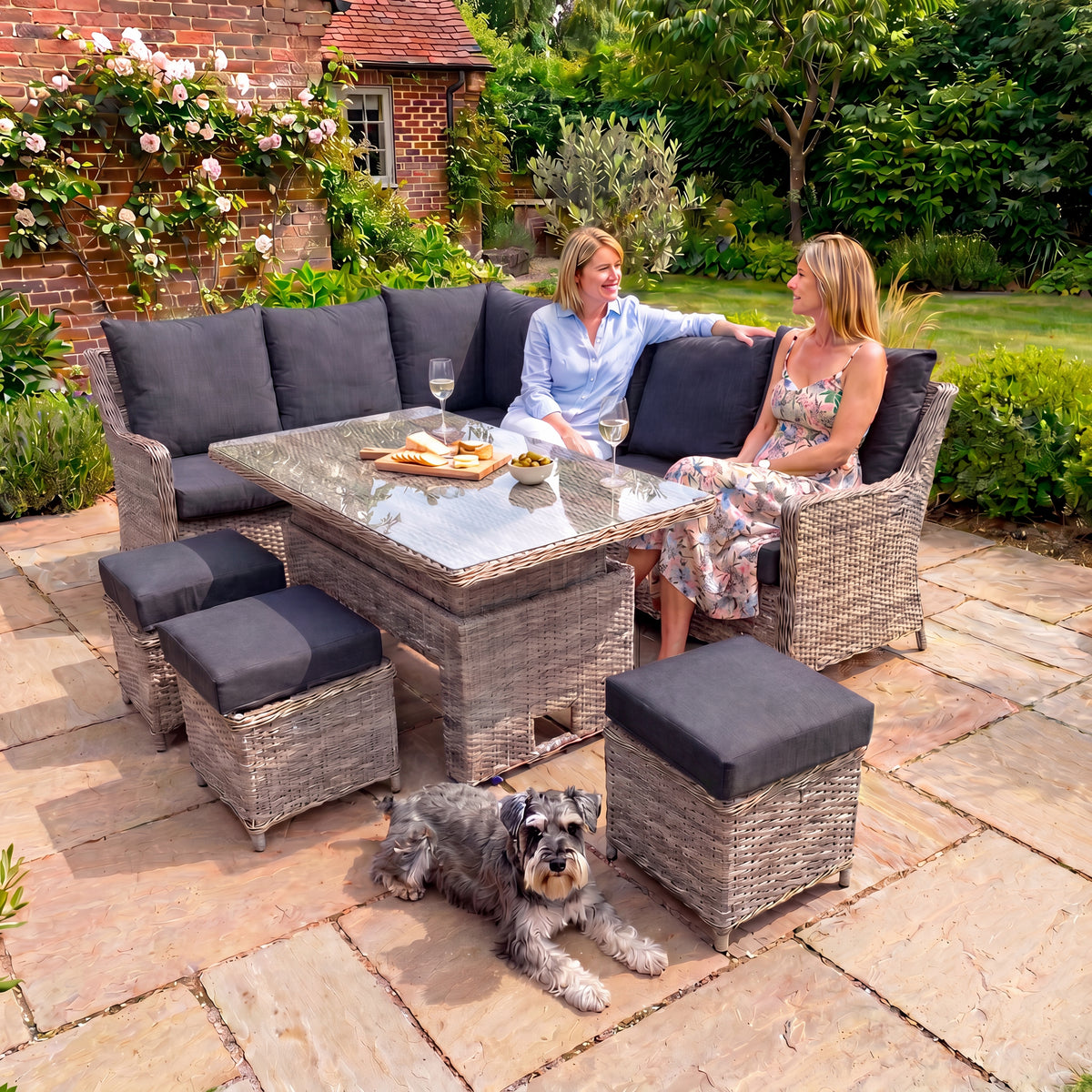 Nova Magnus Left Hand Corner Sofa Lounge Dining Set with Rectangular Rise & Fall Table, N27041