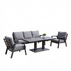 Nova Phoenix 3 Seater Sofa Lounge Dining Set with Rectangular Extending Rising Table, Grey, N25022