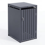 Nova Luna 240L Single Wheelie Bin Storage Cupboard with Vertical Slatted Door, Grey, N27144