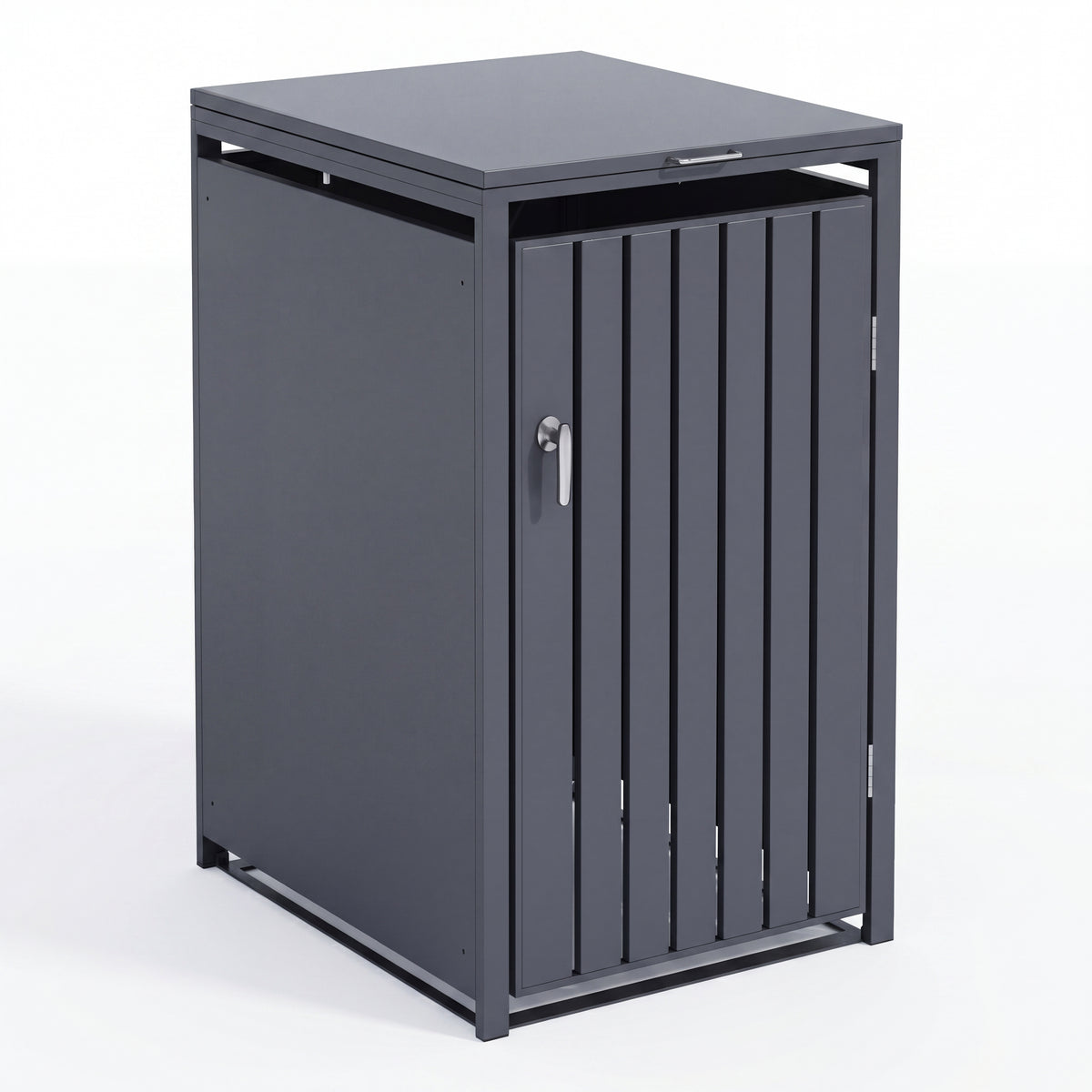 Nova Luna 240L Single Wheelie Bin Storage Cupboard with Vertical Slatted Door, Grey, N27144