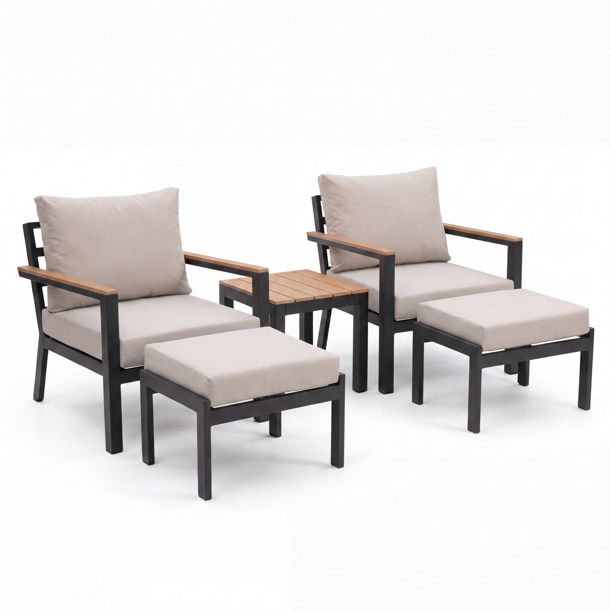 Nova Heidi 5pc Lounging Set with Square Side Table, N25010
