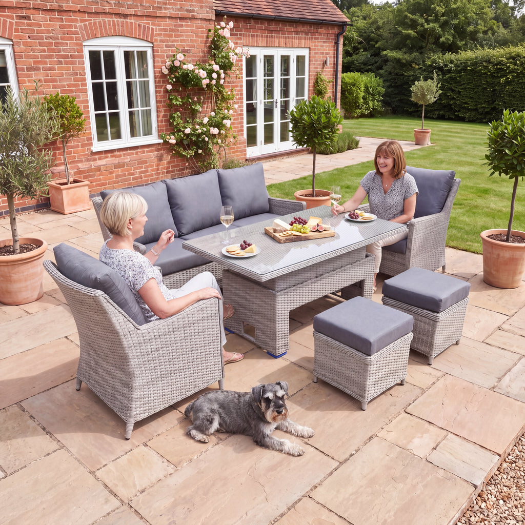 Nova Magnus 3 Seater Sofa Lounge Dining Set with Rectangular Rise & Fall Table (Plus), N27215