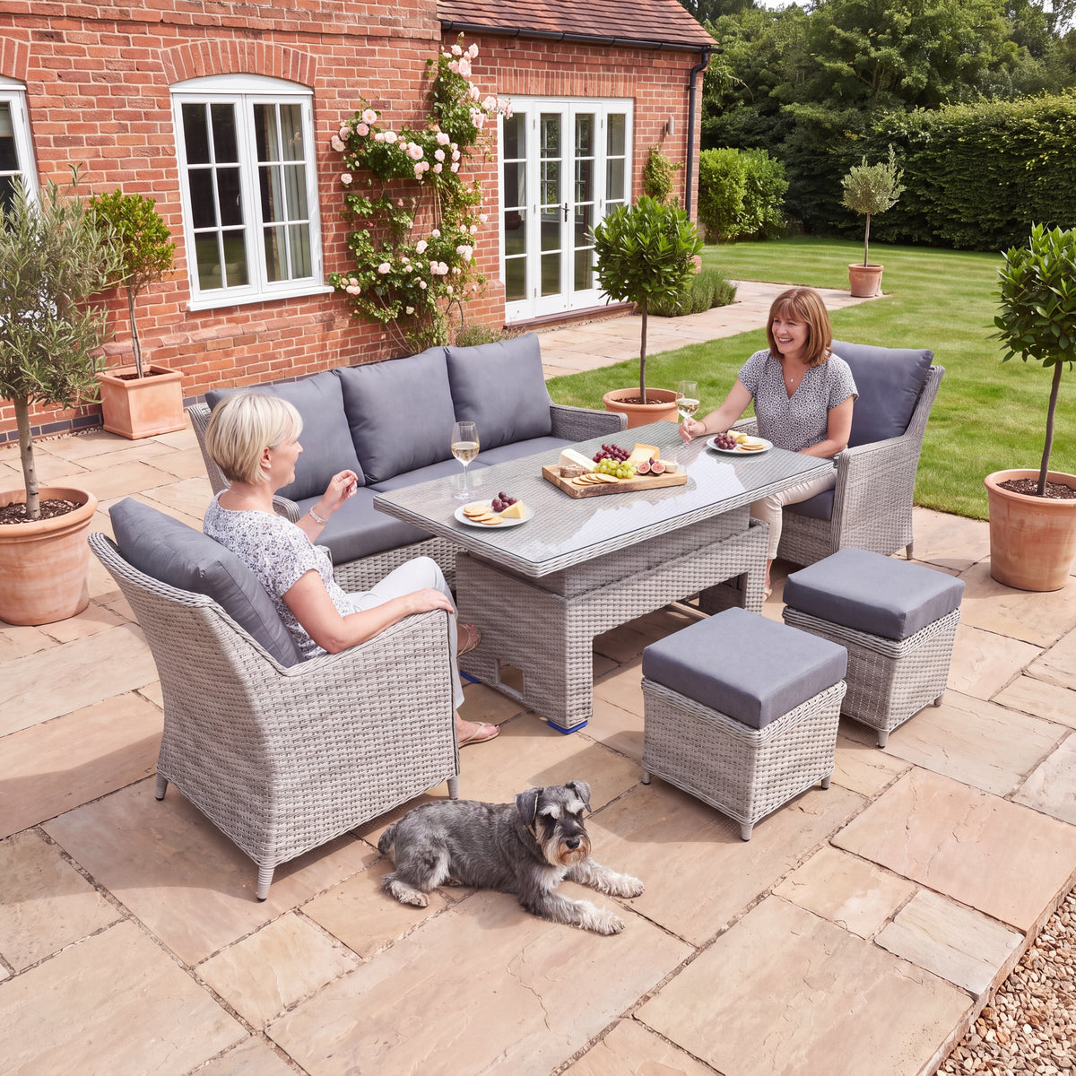 Nova Magnus 3 Seater Sofa Lounge Dining Set with Rectangular Rise & Fall Table (Plus), N27215