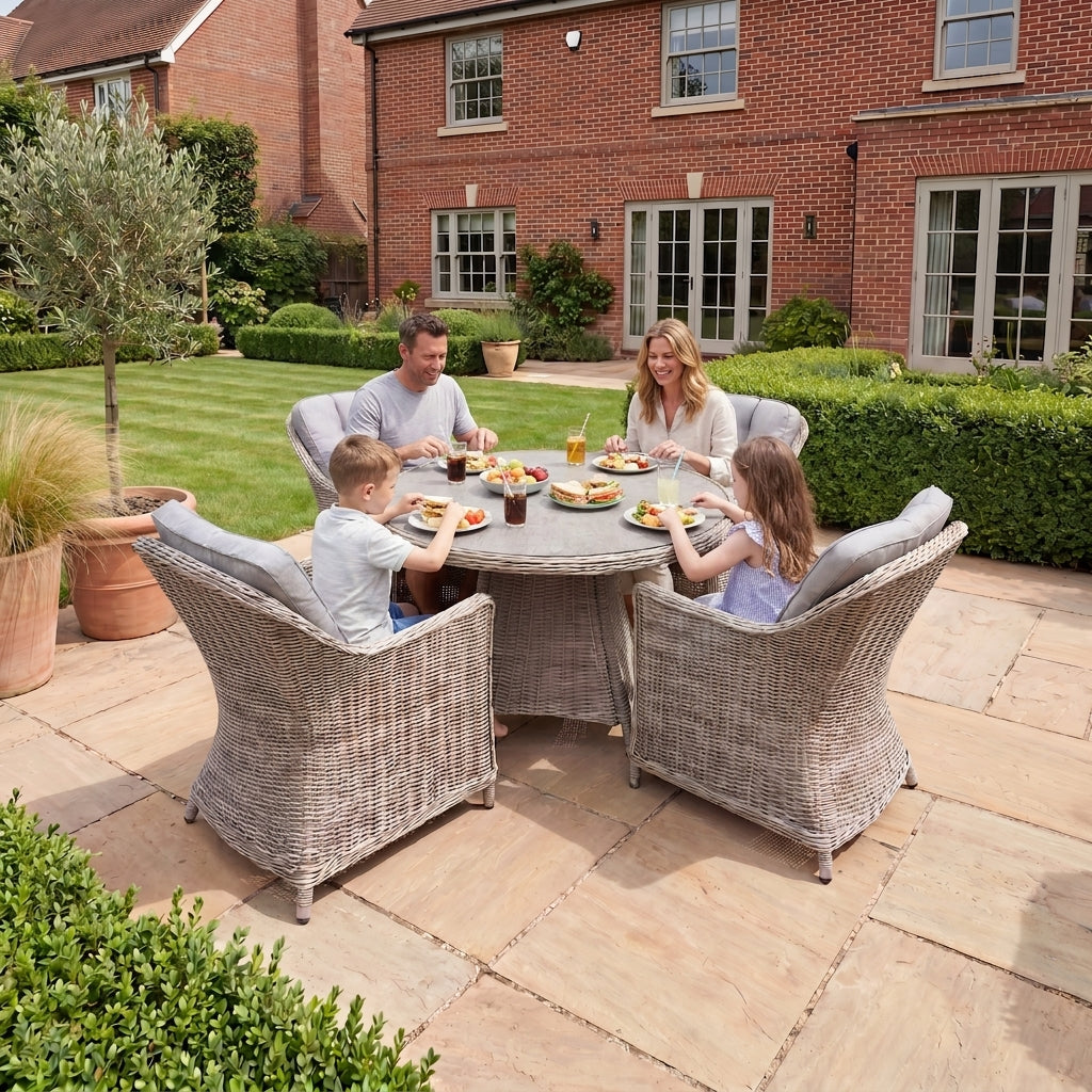 Nova Ivy 4 Seat Dining Set with 1.2m Round Table (Ceramic Glass), N26024